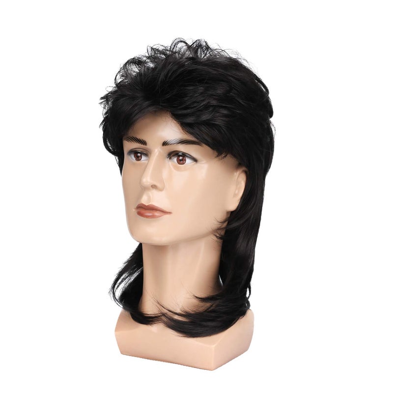 Kaneles Black Mullet Wigs for Men 70s 80s Costumes Mens Fancy Party Accessory Cosplay Hair Wig - Image 4